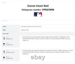 Fernando Tatis Jr. Padres Game Used Baseball 9/8/2023 vs Astros Hit PO + Kim LO