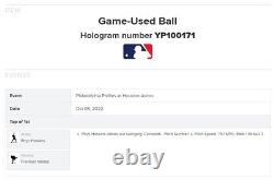 Framber Valdez Astros Game Used STRIKE OUT Baseball 10/5/2022 K #488 vs Phillies