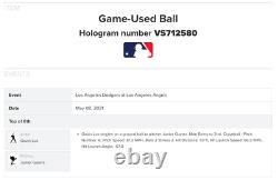 GAVIN LUX Career Hit #47 Single Game Used Baseball Dodgers vs. Angels 2021