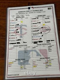 Game Used MLB Lineup Card 2023 Cincinnati Reds Joey Votto Final Homestand 1/1