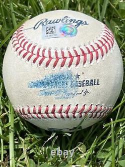 Game Used and Autographed Baseball from Miguel Cabrera 3000th Hit Game