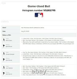 George Springer Astros Game Used SINGLE Baseball 8/12/2020 Hit #791 vs Giants