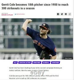 Gerrit Cole Astros Game Used Baseball 9/18/2019 vs Rangers 300 K Game 18th MLB