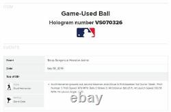 Gerrit Cole Astros Game Used Baseball 9/18/2019 vs Rangers 300th K Game 18th MLB