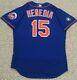 Heredia Size 44 #15 2020 New York Mets Game Used Jersey Home Blue Seaver 41 Mlb