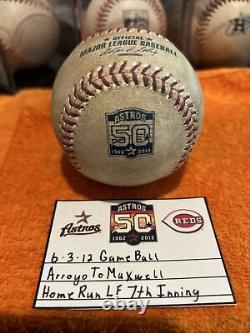Houston Astros 50th Logo Game Used MLB Ball HOME RUN Justin Maxwell 6/3/12 REDS