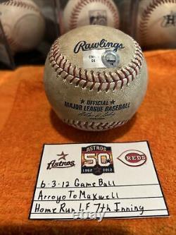 Houston Astros 50th Logo Game Used MLB Ball HOME RUN Justin Maxwell 6/3/12 REDS