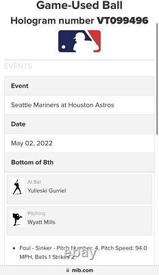 Houston Astros Space City Game Used Baseball 5/2/22 Astros v Mariners- Yuli Foul