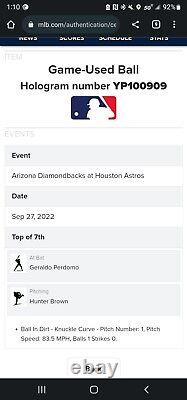 Hunter Brown Astros Game Used Baseball 9/27/2022 60th Logo vs DBacks PID