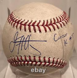 Jack Flaherty Signed GAME USED Baseball 57th Career Strikeout Cardinals HOLO