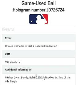 Jackie Bradley jr Game Used 2019 Rawlings OMLB Spring Training Baseball MLB