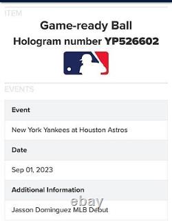 Jasson Dominguez Yankees Game Prepped MLB Debut Baseball 9/1/2023 Astros