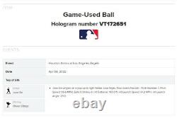 Jose Siri Astros Game Used SINGLE Baseball 4/8/2022 Angels 20th WS Logo Hit #15