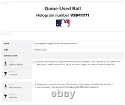 Julio Urias Game-used Pitched Out Baseball 2021 Nlds Game 2 Win Dodgers Giants