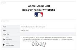 Justin Verlander Astros Game Used Baseball 9/28/2022 v DBacks Hit GO 60 Logo OUT