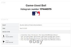 Justin Verlander Astros Game Used Baseball 9/30/2023 vs DBacks Hit Foul LOGO WIN