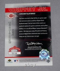 KEN GRIFFEY JR 2001 Upper Deck Game Used Baseball Bat Autograph UDA 22/50 Auto
