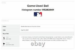 Kyle Lewis Mariners Game Used RBI SINGLE Baseball 8/16/2020 Hit #45 ROOKIE Year