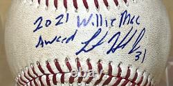 LAMONTE WADE JR SIGNED GAME-USED MLB BASEBALL from WILLIE MAC AWARD GAME 10/1/21