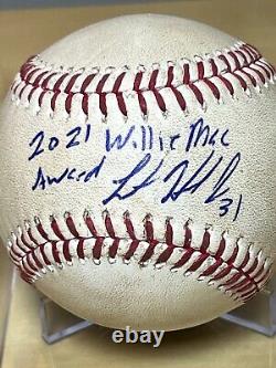 LAMONTE WADE JR SIGNED GAME-USED MLB BASEBALL from WILLIE MAC AWARD GAME 10/1/21