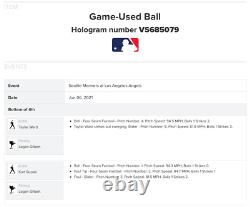 LOGAN GILBERT 19th CAREER STRIKEOUT 1st MLB WIN GAME-USED BASEBALL MARINER 2021