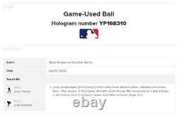 Leody Taveras Rangers Game Used RBI TRIPLE Baseball 8/10/2022 v Astros Verlander