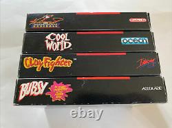 Lot Of 4 Boxed SNES Games Cool World/ Clayfighter/ Bubsy/ Baseball