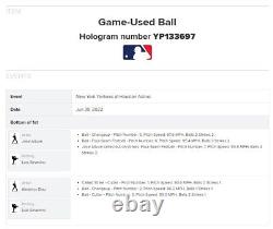 Luis Severino Yankees Game Used STRIKE OUT Baseball 6/30/2022 K #685 Astros Logo