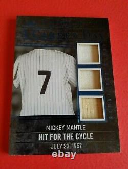 MICKEY MANTLE GAME USED JERSEY & BAT CARD #5/12 2020 LEAF ITG CAREER DAY Yankees