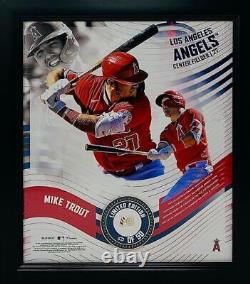MIKE TROUT LA Angels Framed 15 x 17 Game Used Baseball Collage LE 50/50