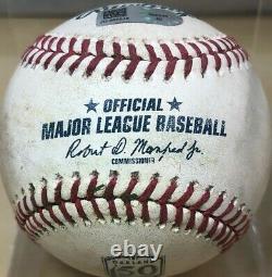 MITCH HANIGER CAREER HIT #268 GAME-USED A's 50th LOGO BASEBALL MARINERS 8/31/18