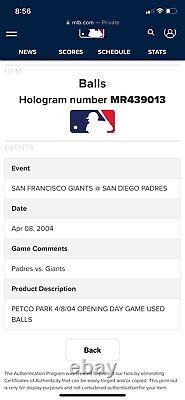 MLB Game Used Baseball First Game at Petco Park (4/8/04)