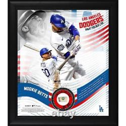 MOOKIE BETTS Dodgers Framed 15 x 17 Game Used Baseball Collage LE 50