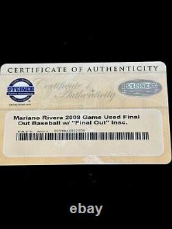 Mariano Rivera GAME USED Final Out Signed/Insc. 2008 Baseball Yankees Steiner