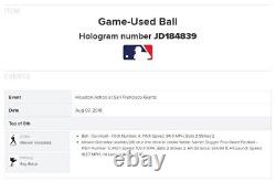 Marwin Gonzalez Astros Game Used DOUBLE Baseball 8/7/2018 Hit Giants 60th Logo