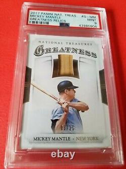 Mickey Mantle Game Used Bat Card Graded Psa Mint 9 #5/25 2017 National Treasures