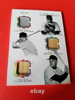 Mickey Mantle Roger Maris Elston Howard 3 Game Used Bat Jersey Card #25 Flawless