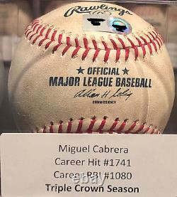 Miguel Cabrera 2012 Game Used Hit Baseball RBI Single TRIPLE CROWN Season