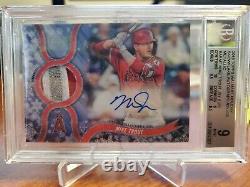 Mike Trout 2018 Topps Auto Relic GU Game Used 3 Color Patch #1/3 BGS 9 with 10 sb