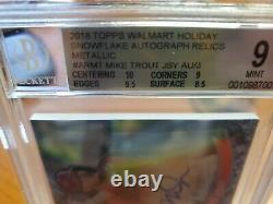 Mike Trout 2018 Topps Auto Relic GU Game Used 3 Color Patch #1/3 BGS 9 with 10 sb