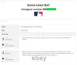 Mike Trout Game-Used 2021 Base Hit SINGLE + OHTANI K (MVP) Baseball MLB AUTH