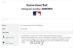 Mike Yastrzemski 2rbi 2b Career Hit 47 Game-used Padre Logo Baseball Giants 2019