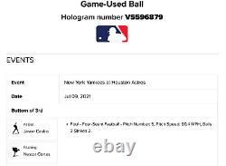 Nestor Cortes Game Used Baseball MLB New York Yankees WITH VIDEO