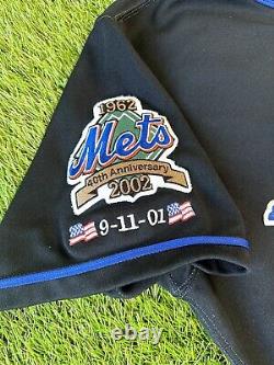 New York Mets Game Worn Used Black Road Alternate MLB Baseball Jersey 2002 9-11
