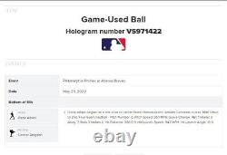 Ozzie Albies Game Used Baseball RBI Single Career Hit #653 Braves 5/23/22