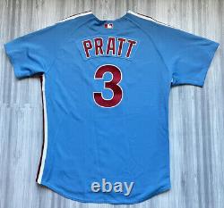Philadelphia Phillies Todd Pratt Authentic Pro Cut Powdered Blue Jersey Size 50