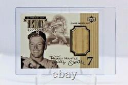 RARE 1999 UD A Piece of History 500 Club MICKEY MANTLE Game Used Bat /350