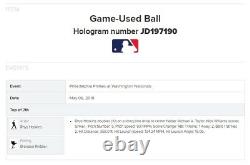 Rhys Hoskins Rbi Double Career Hit #75 Mlb Game Used Baseball Phillies 5/6/2018
