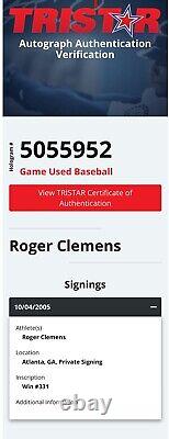 Roger Clemens Astros Game Used Baseball Win #331 5/14/05 MLB LOA Auto 10 K's