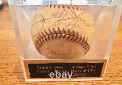 SAMMY SOSA #456 Home Run Hit Game Used Signed Baseball 2002 Chicago Cubs